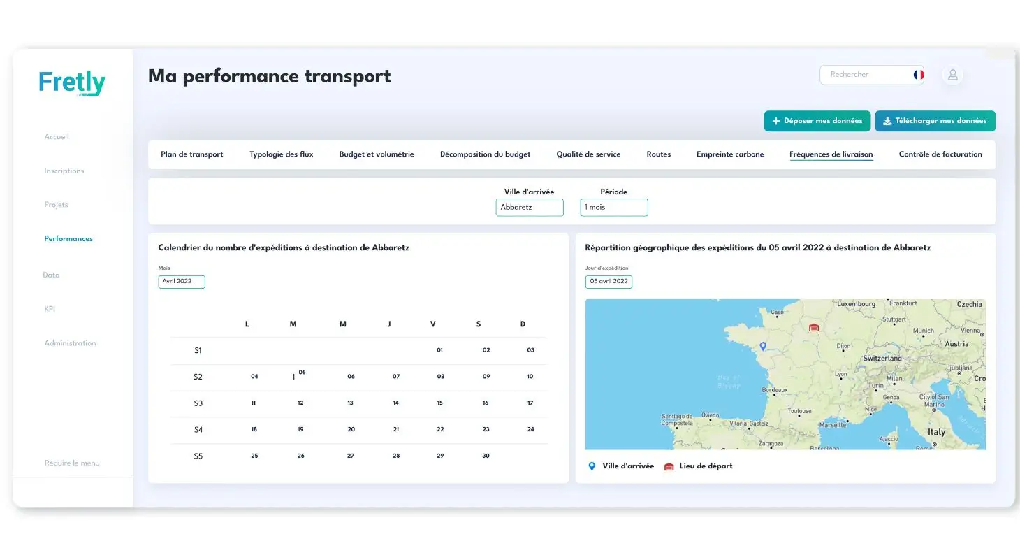 KPIs Fréquence e livraison outil Fretly- Stockbooking